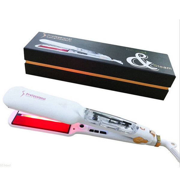 Professional Steam Hair Straightener Ceramic Vapor Infrared Heating Flat Iron Steampod Salon 2 inch Styling Tool Wet hairstyler