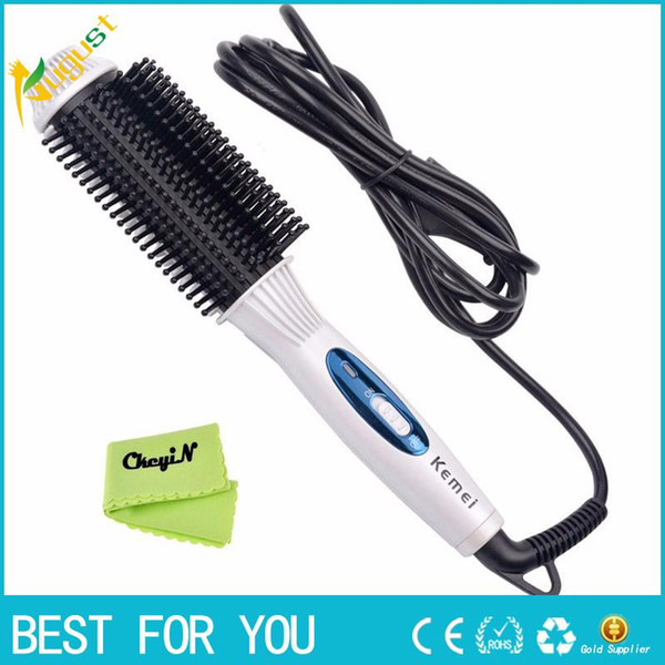 New Hot 2-in-1 Electric Hair Styling Tool Hair Straighter Comb + Wand Curler 110-240V Flat Iron Tourmaline Ceramic Iron Curling Brush 24