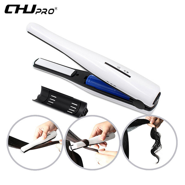 Mini Ceramic Hair Straightener Iron Curler Li-ion Rechargeable Battery Portable Travel Hair Straightening Irons