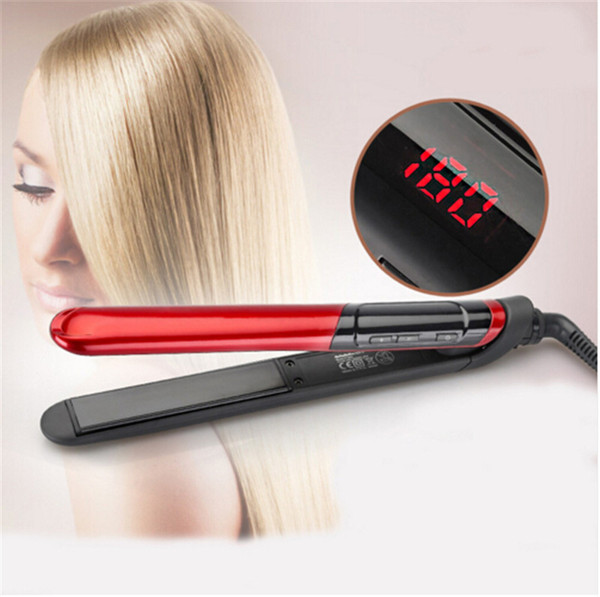 Free Shipping LCD Display 2-in-1 ceramic coating Hair straightener comb hair Curler beauty care Iron healthy beauty