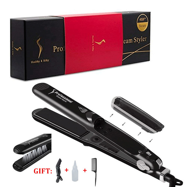 Professional Argan Oil Steam Hair Straightener Flat Iron Injection Painting 450F Straightening Irons Hair Care Styling Tools