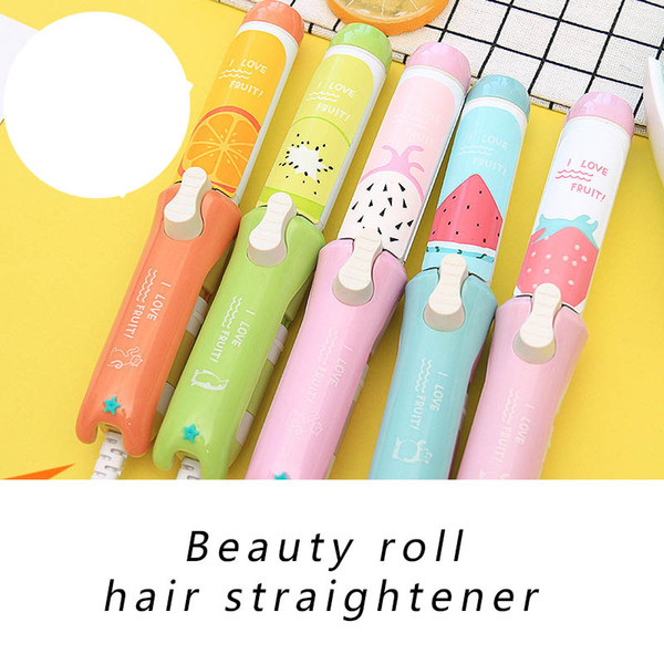 Fruit Hair Curlers Straighteners Roll Straight Dual-use Electric Splint Ladies Portable Hair Stick Straight Hair Tourmaline Ceramic Wet Dry