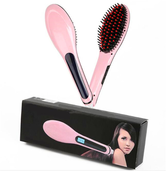 Beautiful Star White Pink Straightening Irons Come With LED Display Electric Straight Hair Comb Brush