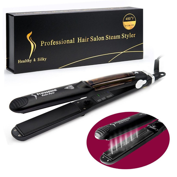 Professional Steam Hair Straightener Ceramic Vapor Hair Flat Iron Seam Hair Straightening Iron Curler Steamer Styling Tool