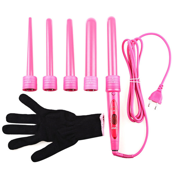 5 In 1 Hair Curlers Care Styling Curling Wand Interchangeable 5 Parts Clip Hair Iron Curler Set Curler Hair Styles Tool