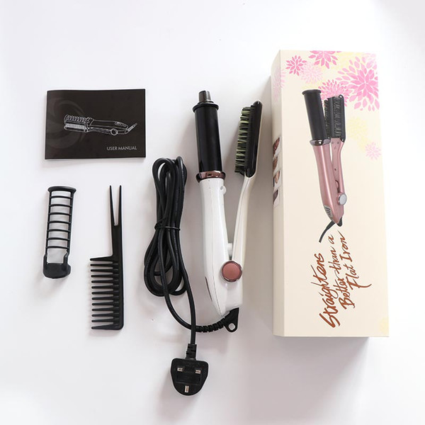 New Arrival Hair Straightener Brush Intelligent 2 In 1 Hair Straightening Hair Curler EU US Plug High Quality