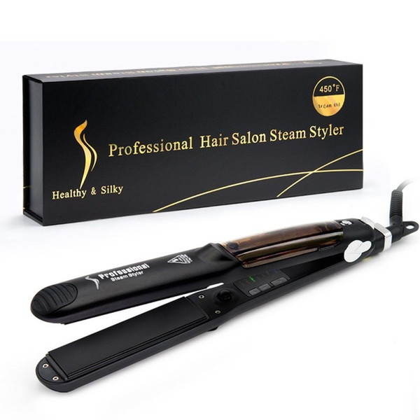 Steam Function Flat Iron Tourmaline Ceramic Vapor Professional Hair Straightener with Argan Oil Infusion Straightening Irons