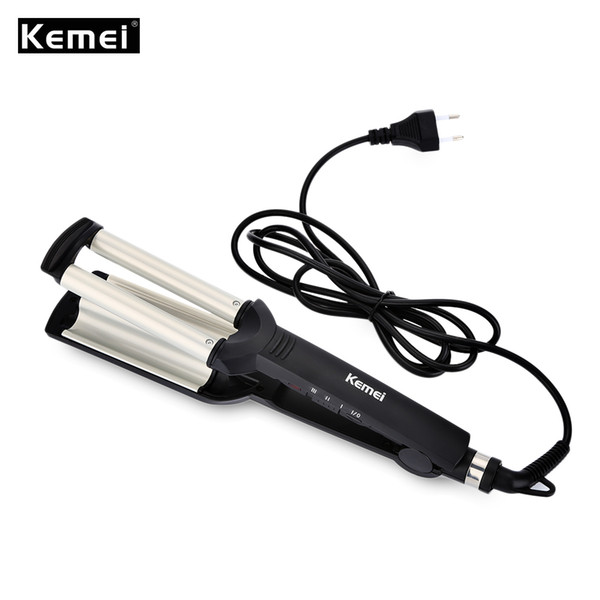 Kemei Electric Hair Curling iron Three Perm Rolls Ceramic Curler styling Tools PTC Fast heating Equipment hair care 220V EU Plug