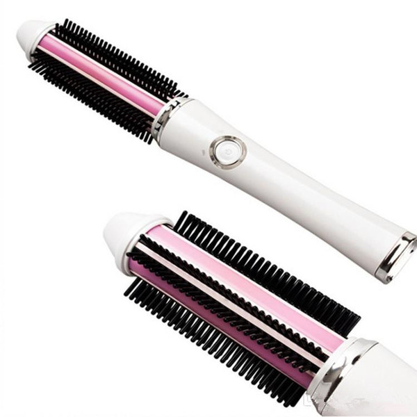 Portable Hair Curler Brush 2 in 1 Straightener Iron Rechargeable Battery Electrical Curling Brushes Straightening Comb