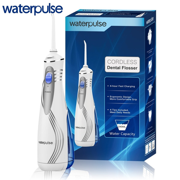 Waterpulse Portable Oral Irrigator Water Flosser Dental Flosser 240ML Water Flossing With 4 Nozzles/Jet Tips Oral Irrigator V400