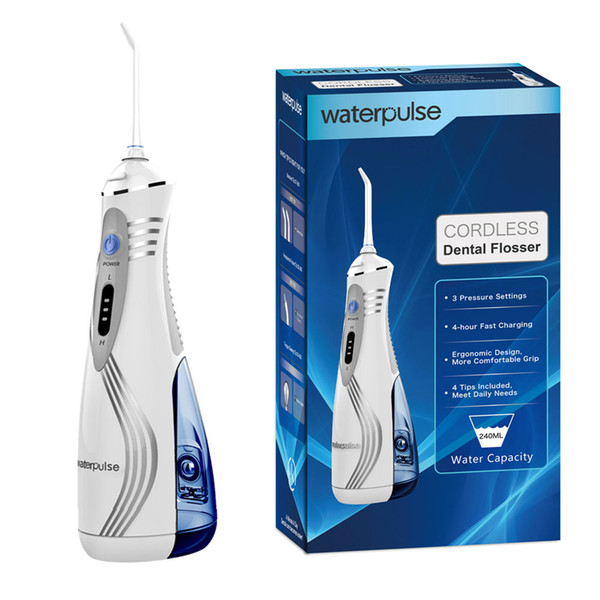 Waterpulse Oral Irrigator Portable Dental Flosser Cordless Oral Irrigator With Travel Case 240ML USB Charge Rechargeable Batt V400