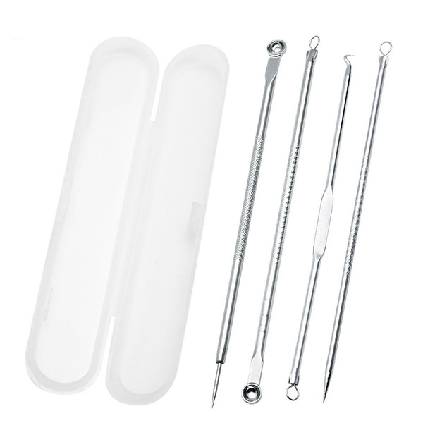 New 4pcs/Set Blackhead Whitehead Remover Tool Kit Blemish Acne Pimple Extractor Make Up Beauty Tool Blackhead Remover Needle