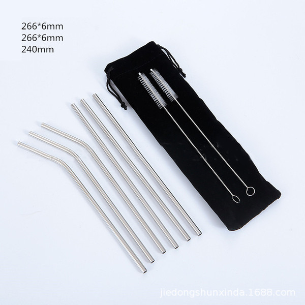 Stainless Steel Straws Metal Straws Drinking Straws Rainbow Colorful Reusable Bent Straight Straw 8 Set with Cleaning Brush Bag for Tumblers