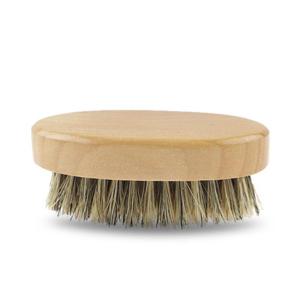 HOT Boar Hair Bristle Beard Mustache Brush Military Hard Round Wood Handle Anti-static Peach Comb Hairdressing Tool for Men