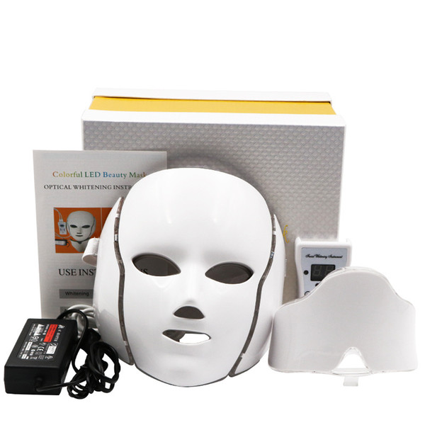 LED Facial Mask & Neck 7 Color Light Photon Tighten Pores PDT Skin Rejuvenation Anti Acne Wrinkle Removal Therapy Beauty Salon