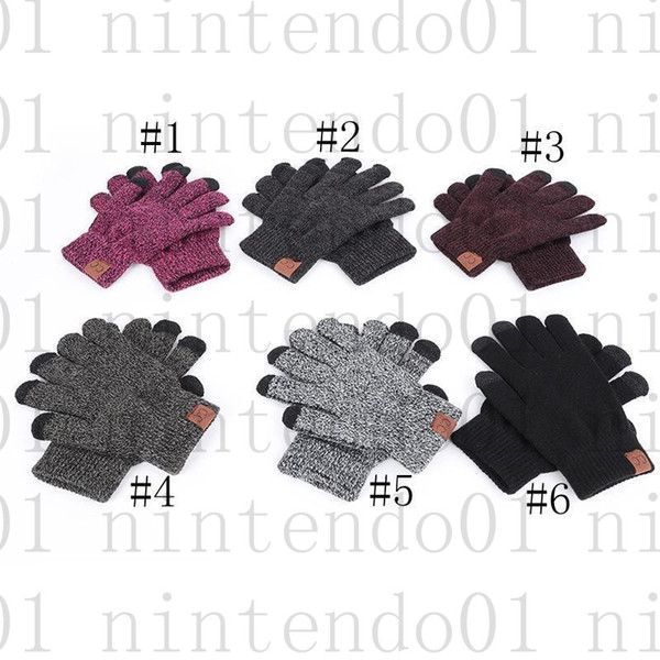 CC Knitted Gloves Man Woman Solid Winter Portable glove outdoor sports Five Fingers touch screen Gloves