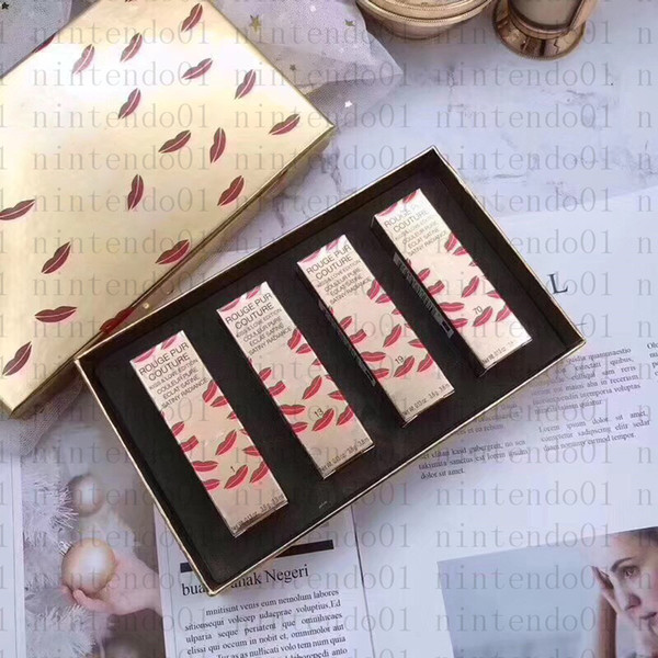 2019 NEW Lipstick Set with gold box Make Up Square Tube Llpsticks 4 in 1 Lipsticks Kit classical colour