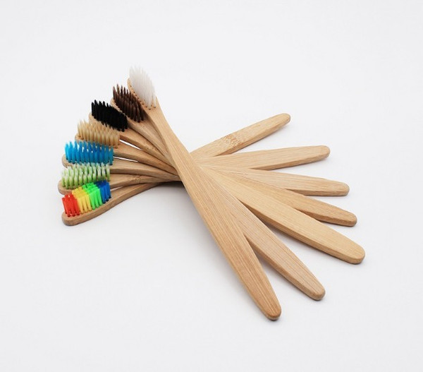 HOT Colorful Head Bamboo Toothbrush Wholesale Environment Wooden Rainbow Bamboo Toothbrush Oral Care Soft Bristle