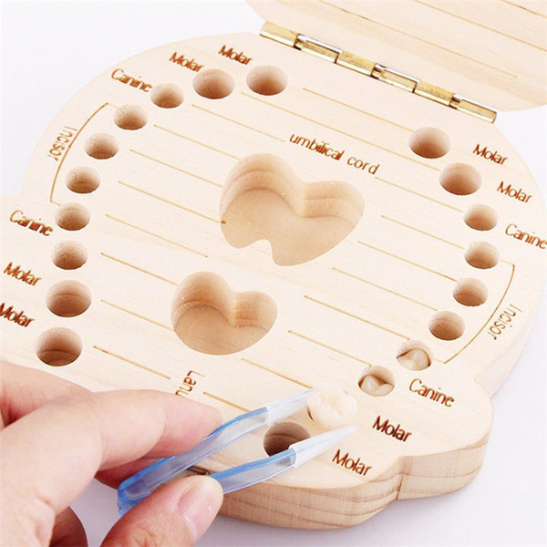 Baby Teeth Storage Box Kids Boy Girl Tooth Collection Box Wood Storage Box Organizer for Baby Save Milk Teeth Infant Hair