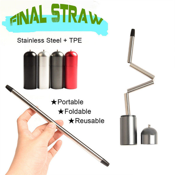 Reusable Final Straw Stainless Steel Straws Collapsible Foldable Drinking Straw Travel for Outdoor Kitchen Tools Drinkware