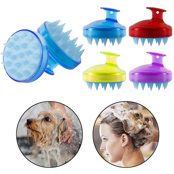 4 Color Comfortable Silicone Shampoo Scalp Massage Brush Hair Washing Comb Body Bath Spa Slimming Massage Brush Personel Health