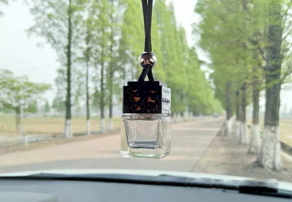 Cube perfume bottle Car Hanging Perfume Rearview Ornament Air Freshener For Essential Oils Diffuser Fragrance Empty Glass Bottle