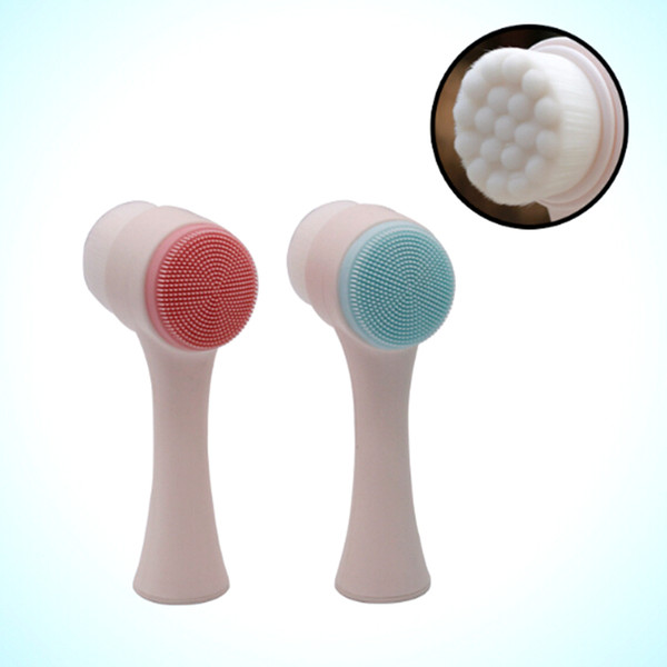 Two-sided Silicone Face Scrub Clean Facial Cleanser Brush Skin Care Washing Brush Massager Pore Cleaner Wash Face Makeup