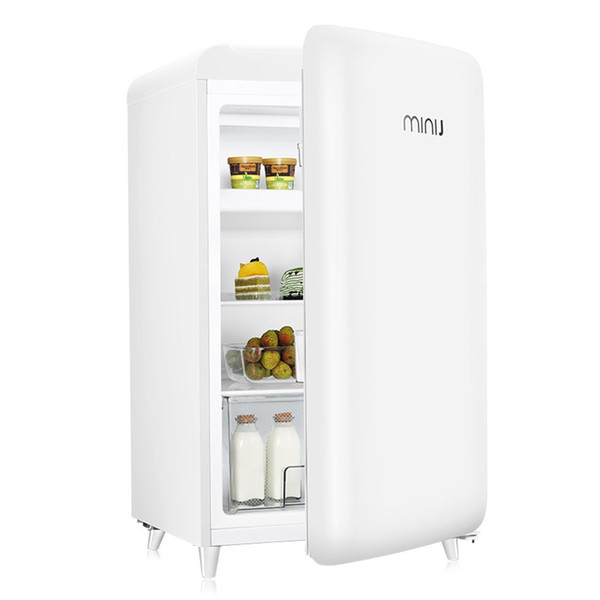 121L Mini Retro Refrigerator Freezer Fresh Food Storage Uni-body Fridge Icemaker Mini Fridge Gadget Cooler Refrigerator Free Shipping TTB