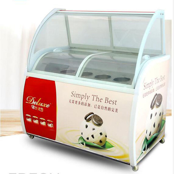 ice cream display cabinet glass food Freezer manual popsicle showcase 12 round barrels or 14 square barrels ice cream display cabi