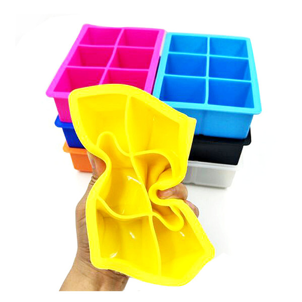 DIY Creative Large Ice Cube Tray 6 Perfect Square Mold Square Shape Silicone Ice Tray Fruit Ice Cube Maker Bar Kitchen Accessories