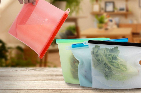 1000ml Foldable Silicone Food Preservation Bag Reusable Sealing Storage Container Food Fresh Bags Ziplock Bags Baby Feeding CCA11520 10pcs