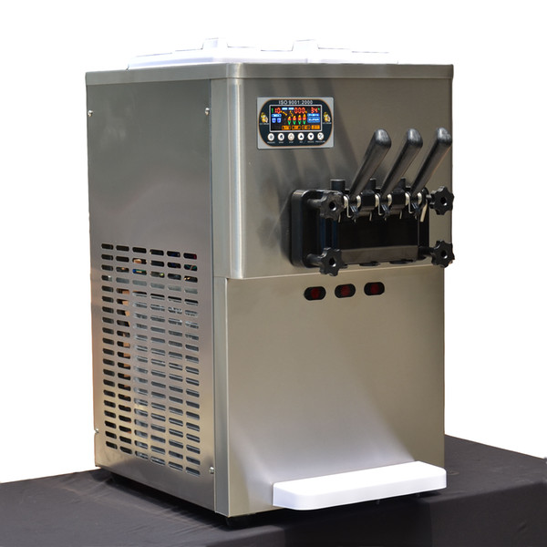 Free shipment to door EU US markets 3 flavors soft ice cream machine 2+1 mixed flavors yogurt ice cream machine with SS beater,gear box