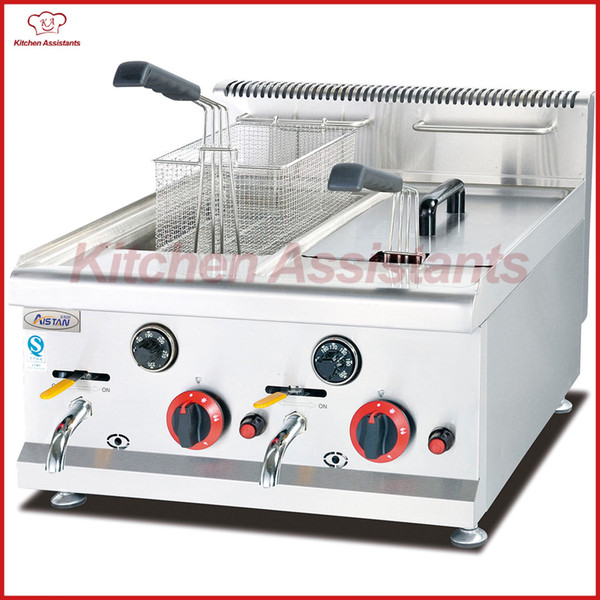 GF72A 28L gas temperature-controlled commercial counter top oil donut hamburger egg chicken deep fryer with basket