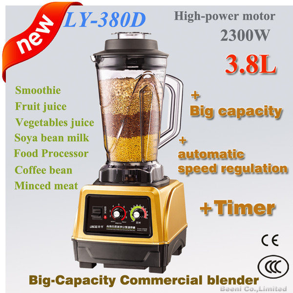 New automatic speed-regulation 2300Watt 3.8L Commercial blender,Free shipping,with Timer function