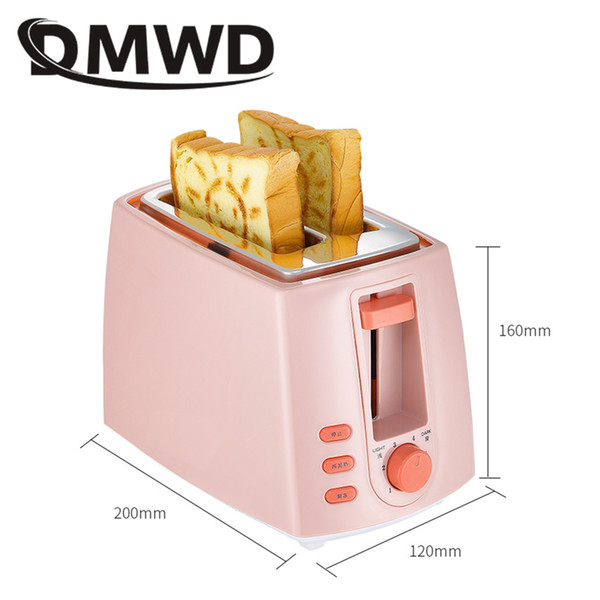 DWMD Stainless steel electric toaster household automatic baking bread maker breakfast machine toast sandwich grill oven 2 slice