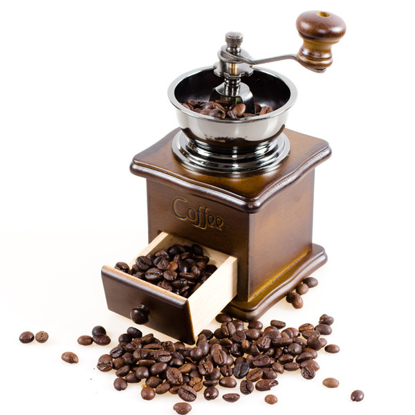 Retro hand grinder Solid wood manual coffee grinder Household mini grinder Coffee machine Cheap coffee makers