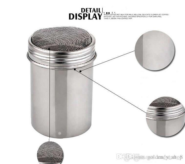 New Arrival Stainless steel Chocolate Shaker Cocoa Flour Icing Sugar Powder Coffee Sifter Lid Free Shipping