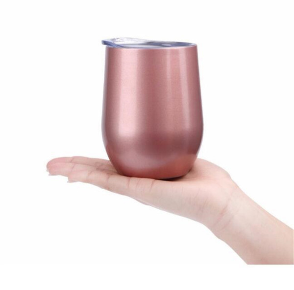 9oz Egg Cups with Lids Water Bottles 304 Stainless Steel Wine Tumbler Rose Gold Thermos Coffee Mugs DHL shipping