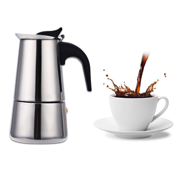 Stainless Steel Moka Coffee Maker Pot Mocha Espresso Latte Stovetop Filter Coffee Pots 100ML 200ML 300ML 400ML Percolator Tools