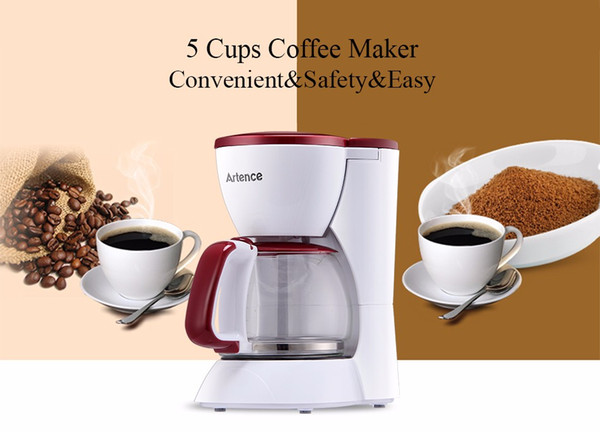 High-quality Automatic Electric Coffee Maker 5 Cups Espresso White Drip Coffee Machine With Water Window