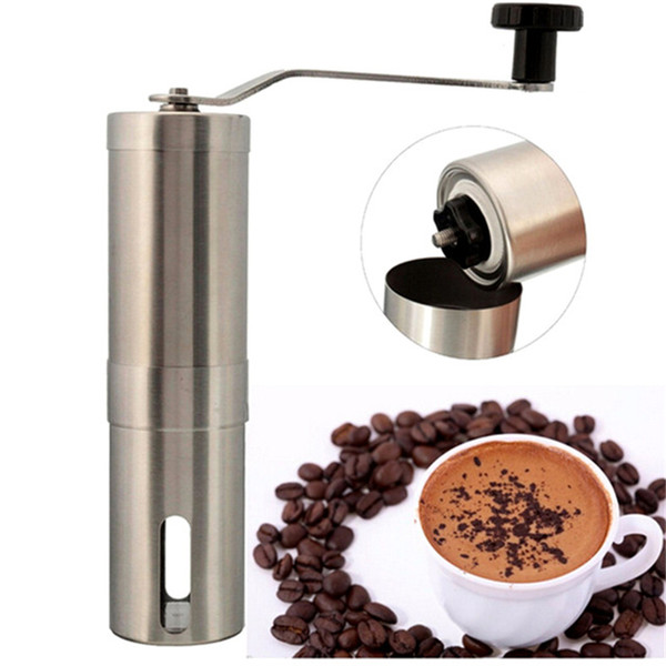 Hot Sale Silver Stainless Steel Hand Manual Handmade Coffee Bean Grinder Mill Kitchen Grinding Tool 30g 5.5x20cm Home