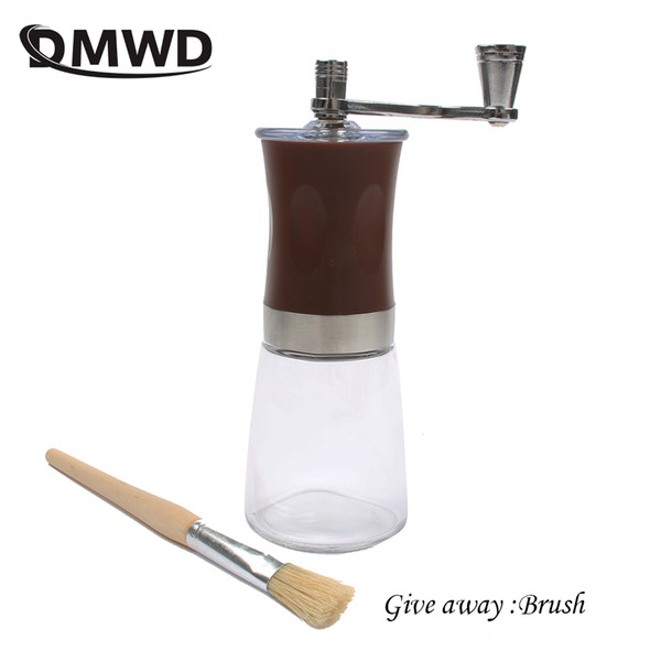 DMWD Glass Manual Coffee Grinder Ceramic Core Coffee Mill Hand Burr Grinder Conical Coffee Grinding Machine