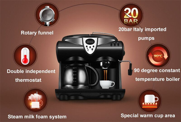 Electric Espresso Coffee Maker Semi-automatic Coffee Machine Cappuccino Latte Macchiato Mocha Frother Milk Bubble Coffee Maker