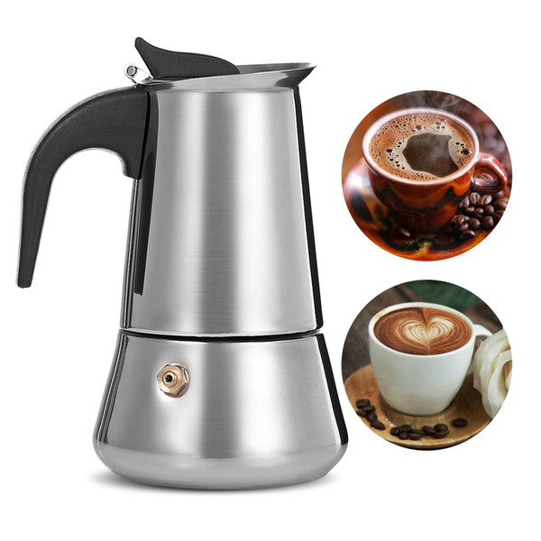 2018 New Arrival Coffee Maker Stainless Steel Moka Coffee Pot Stovetop Espresso Maker Machines With Filt For Home Office Hot Sal