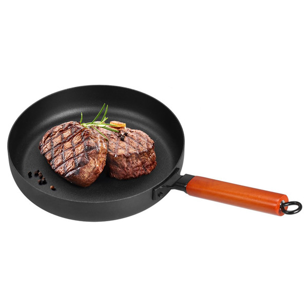 Fry Pan Non-stick Coating Surface Pan with Wooden Handle made of high quality iron Heat Resistant