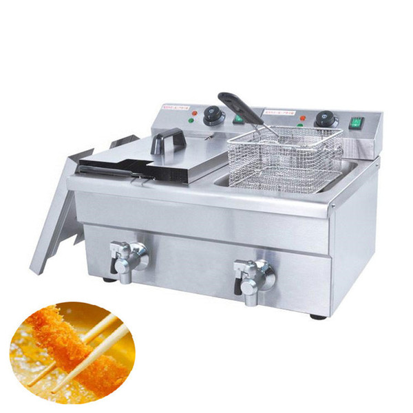 Commercial double Stainless Steel Machine Double Cylinder Double Sieve Fryer Fried Chicken French Fries with basket