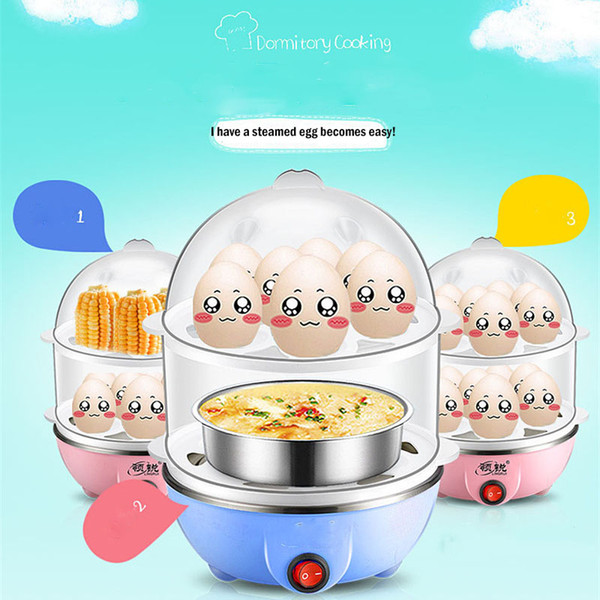 Mini multi-function double egg cooker stainless steel steamer automatic power-off home small electric breakfast egg boiler