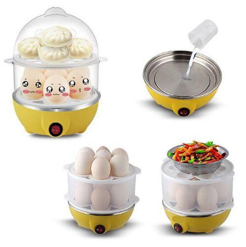 Multifunctional Electric Boilers 2-Layer Rapid Egg Cooker Steamer Egg Poacher Boiler 14 Egg Capacity Removable Tray