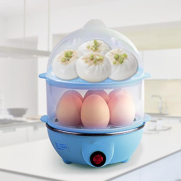 Multifunctional Electric Boilers 2-Layer Rapid Egg Cooker Steamer Egg Poacher Boiler 14 Egg Capacity Removable Tray