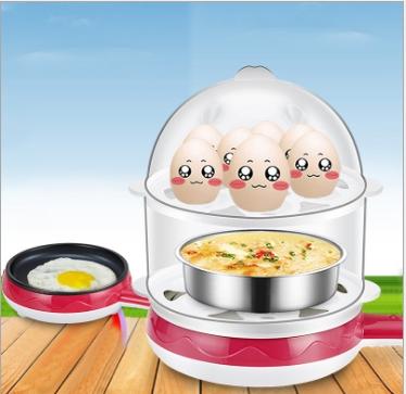 2019 all-new plug-in flat-bottom frying pan double layer non-stick egg steamer multi-functional utility mini egg frying machine